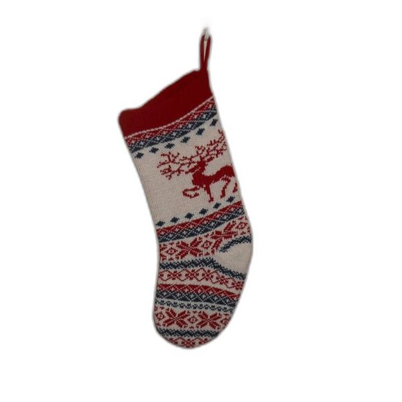Vintage knit‎ stocking Christmas reindeer - Picture 2 of 3